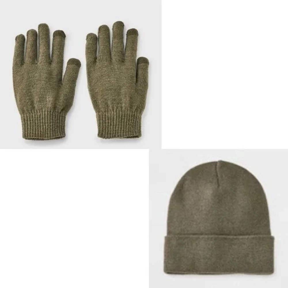 Wild Fable Olive Green Beanie And Gloves‎ Set NWT One Size
